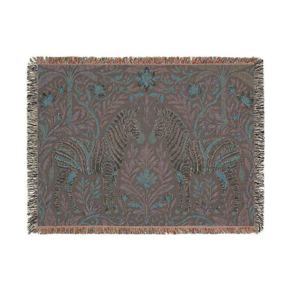 Zebra Tapestry Woven Blanket | Boho Vintage Floral Motif