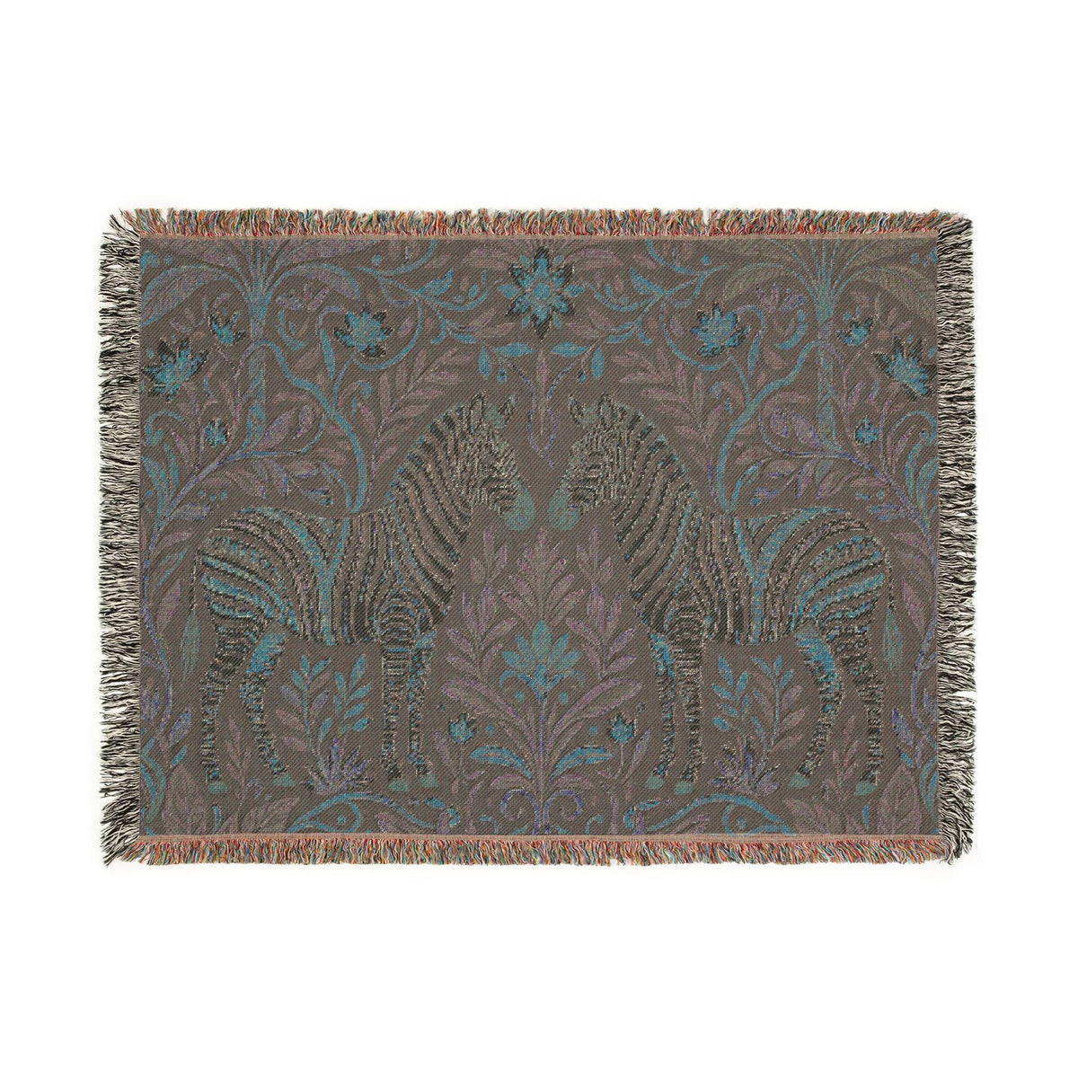 Zebra Tapestry Woven Blanket | Boho Vintage Floral Motif