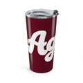 Aggies Script Tumbler 20oz | Maroon White Logo Travel Cup