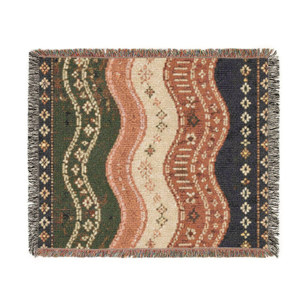 Southwestern Wave Pattern Woven Blanket | Boho Aztec Throw