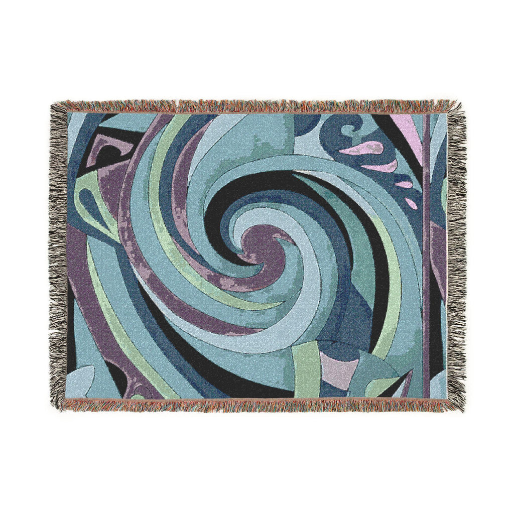 Swirling Abstract Spiral Woven Blanket | Geometric Mosaic Throw