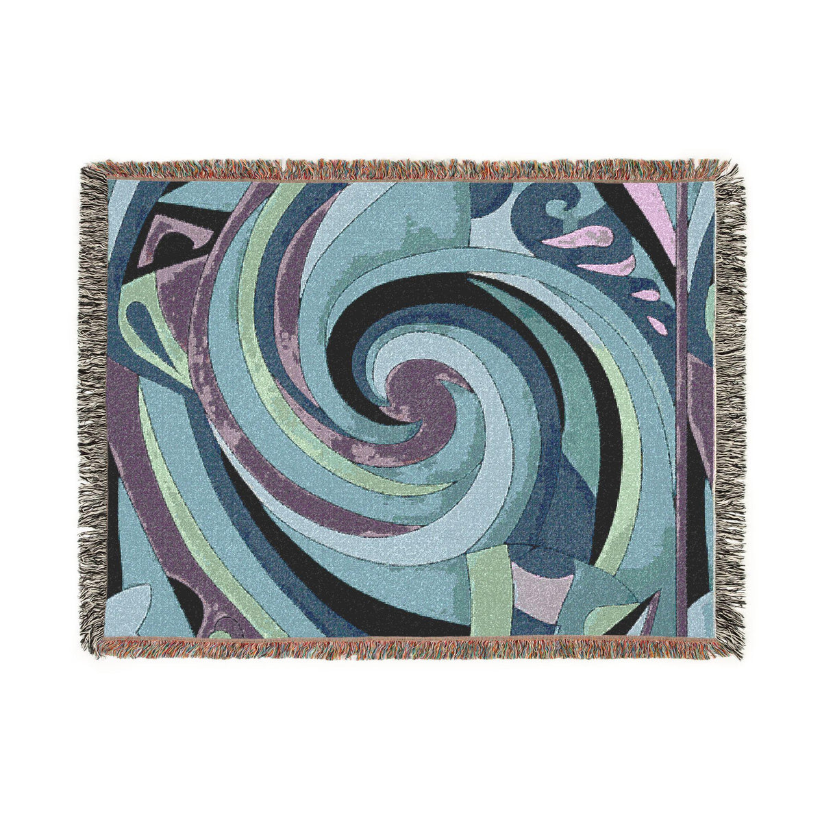 Swirling Abstract Spiral Woven Blanket | Geometric Mosaic Throw