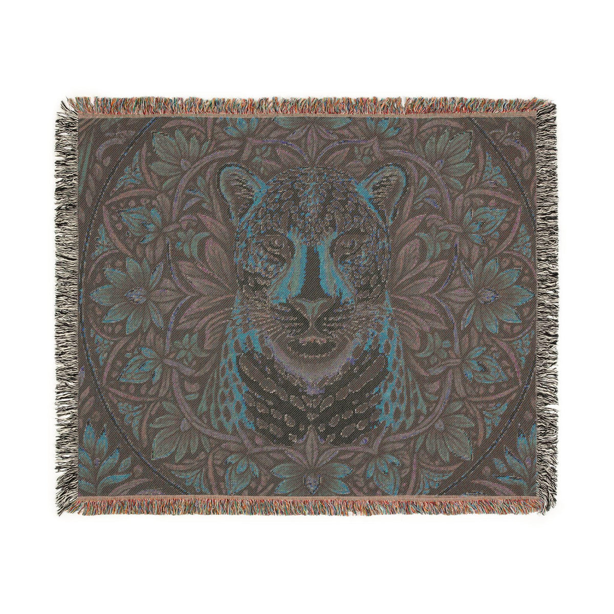 Vintage Leopard Tapestry Woven Blanket | Boho Floral Throw, Animal Wall Hanging