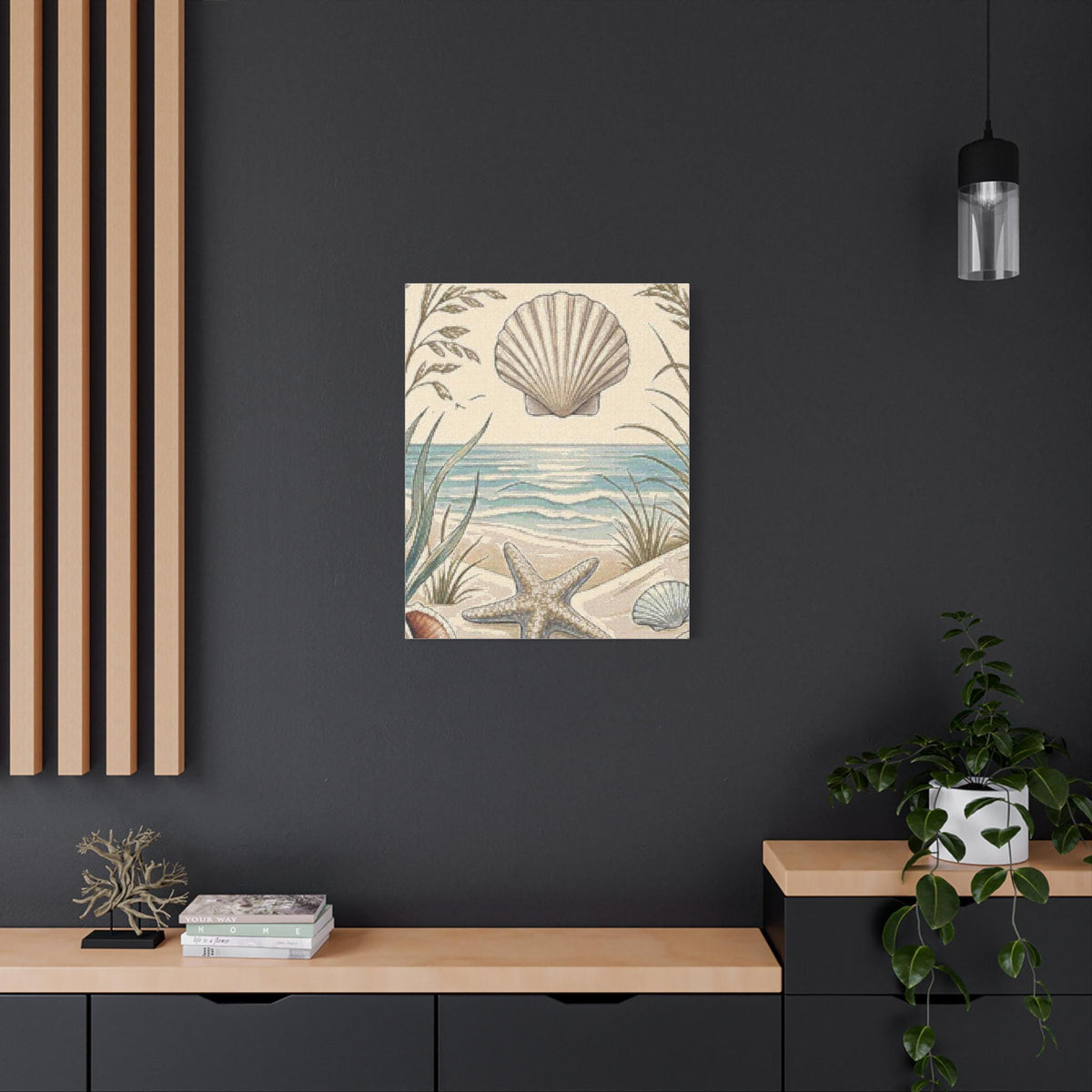 Coastal Shells Beach Scene Canvas