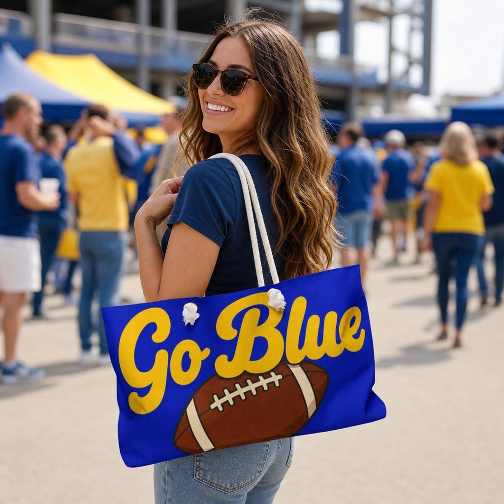 Go Blue Football Weekender Bag | Team Spirit Tote | Game Day Travel Bag