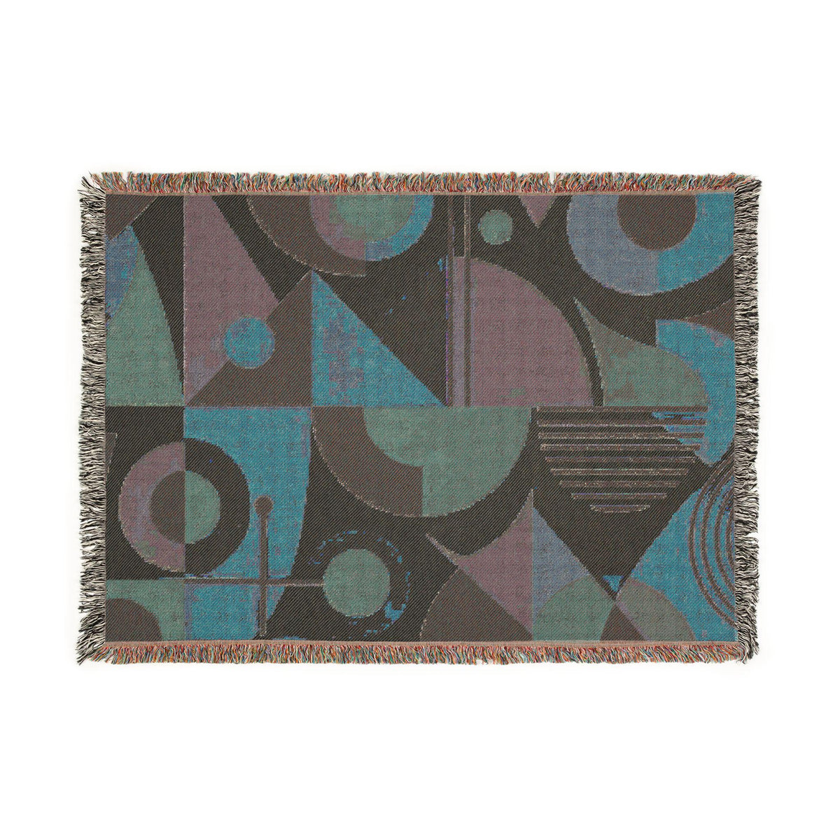 Mid-Century Mod Geometric Woven Blanket | Retro Modern Throw