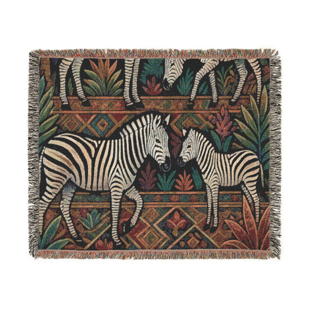 Zebra Tapestry Woven Blanket | African Safari Animal Throw