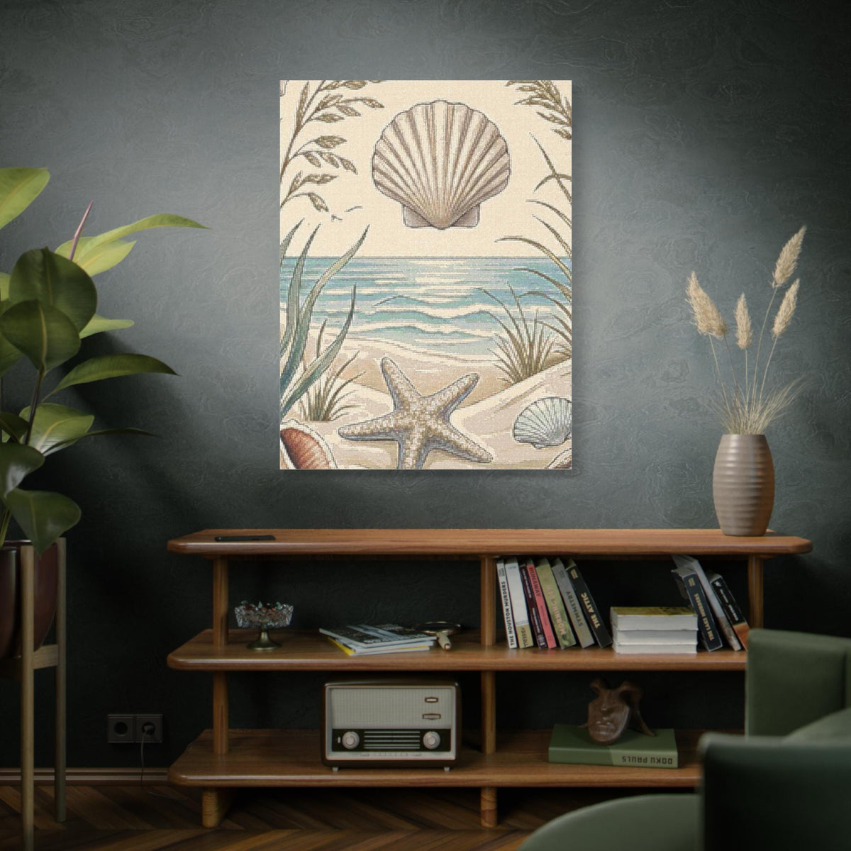 Coastal Shells Beach Scene Canvas