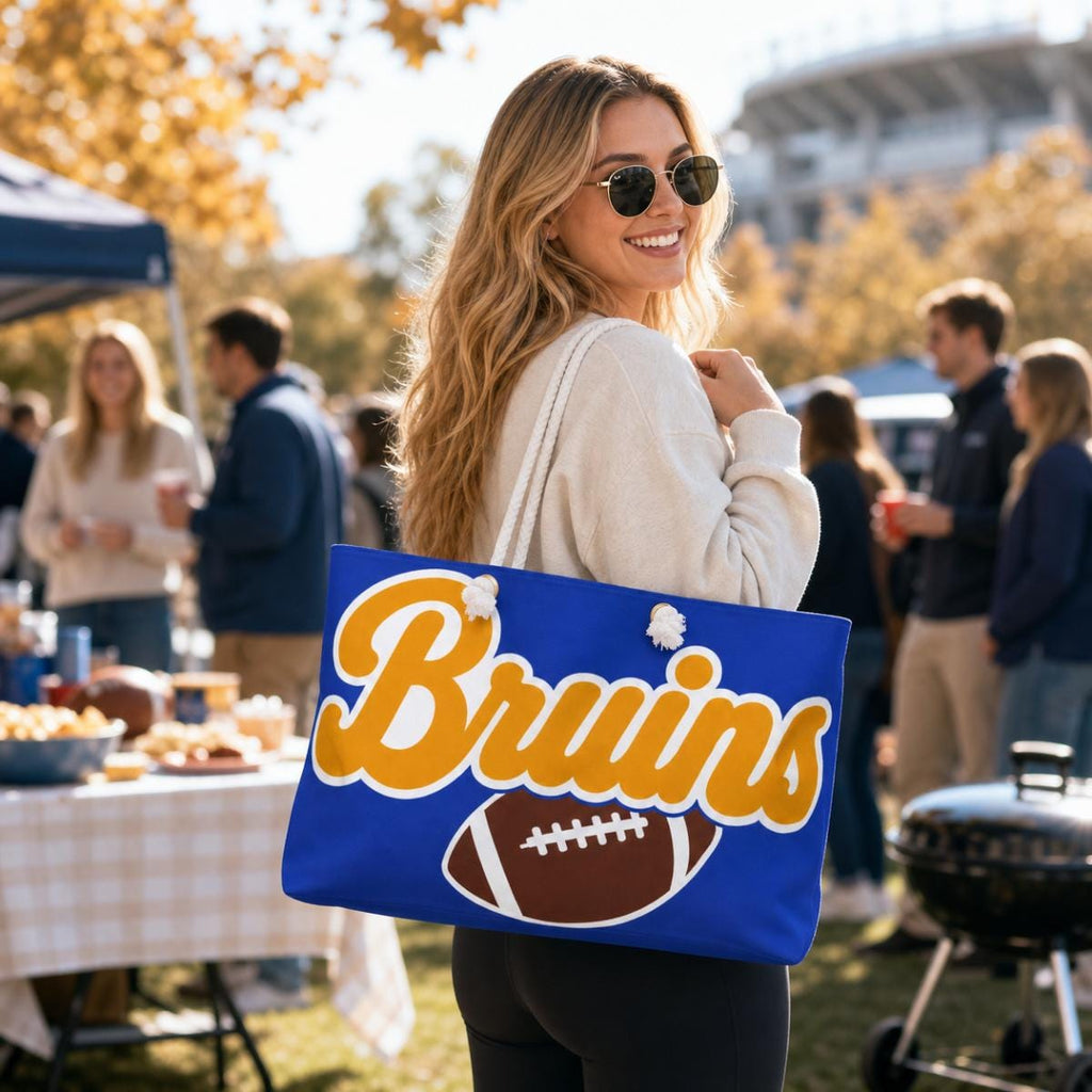 Bruins Football Script Weekender Bag | Sports Weekend Tote, Blue & Gold