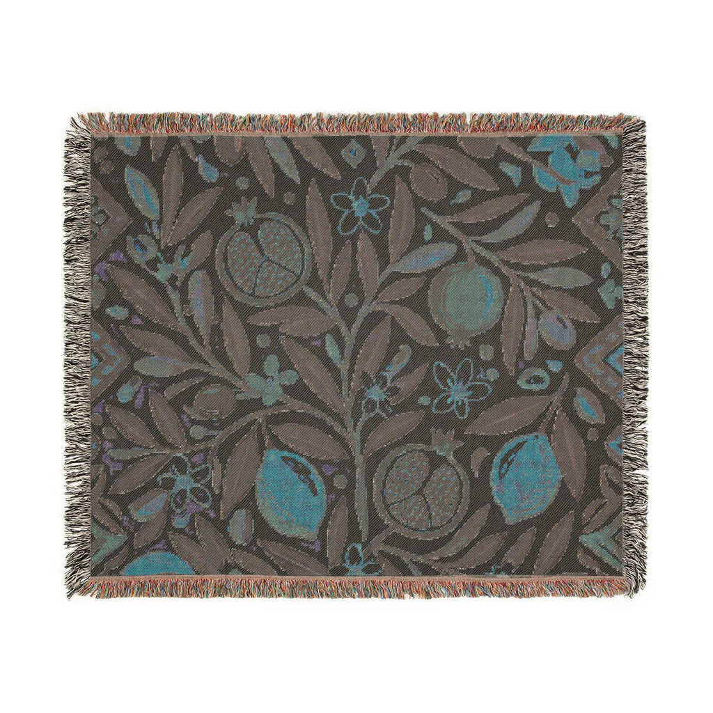 Pomegranate Olive Branch Woven Blanket | Botanical Throw