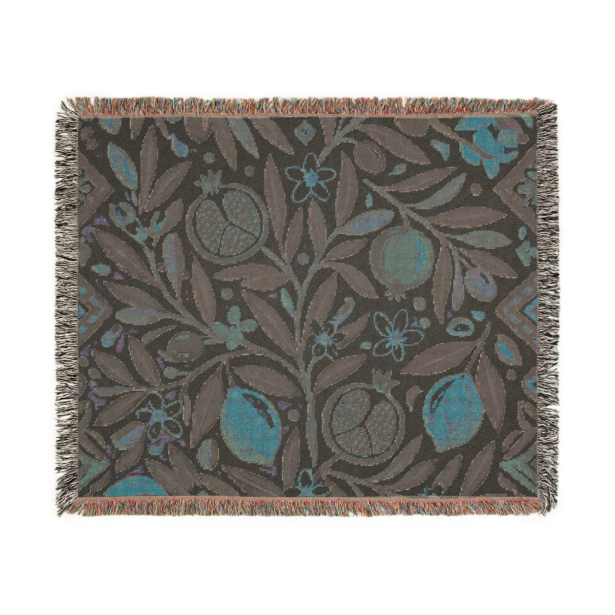 Pomegranate Olive Branch Woven Blanket | Botanical Throw
