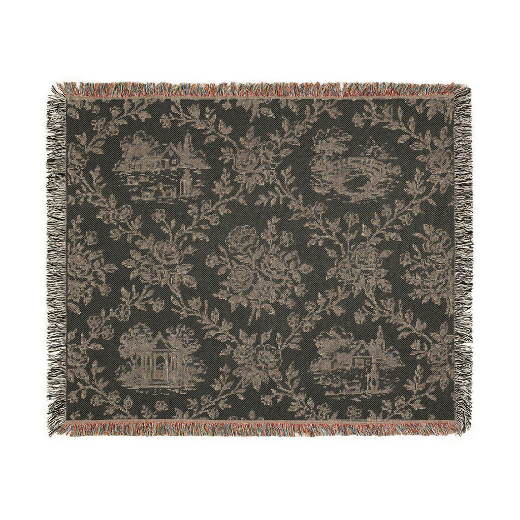 Toile Pattern Woven Blanket | Classic Scenic Toile Throw