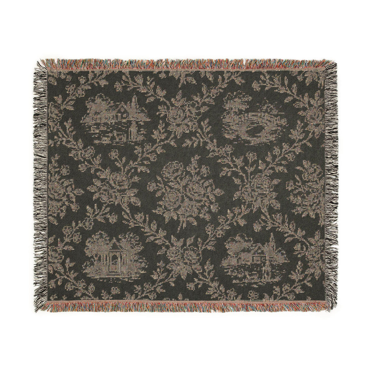 Toile Pattern Woven Blanket | Classic Scenic Toile Throw