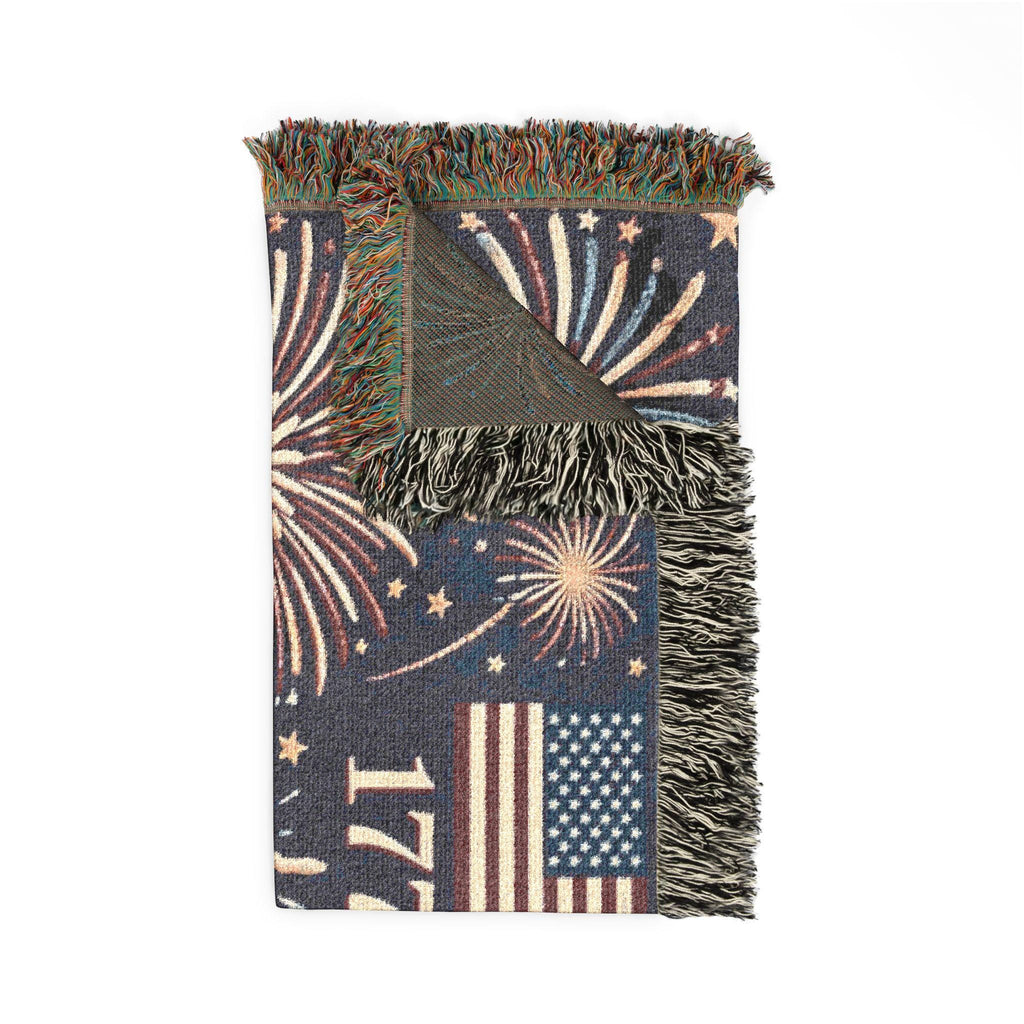 250 Year 4th of July Celebration Fireworks Woven Blanket | Patriotic Throw 1776
