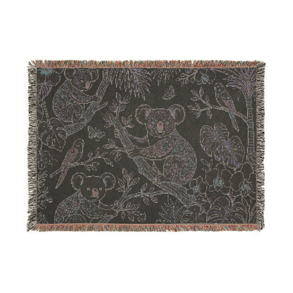 Koala Forest Illustration Woven Blanket | Botanical Animal Throw