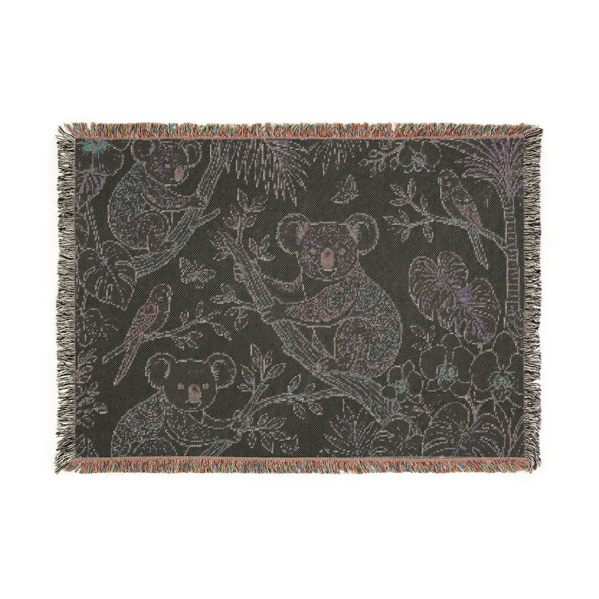 Koala Forest Illustration Woven Blanket | Botanical Animal Throw