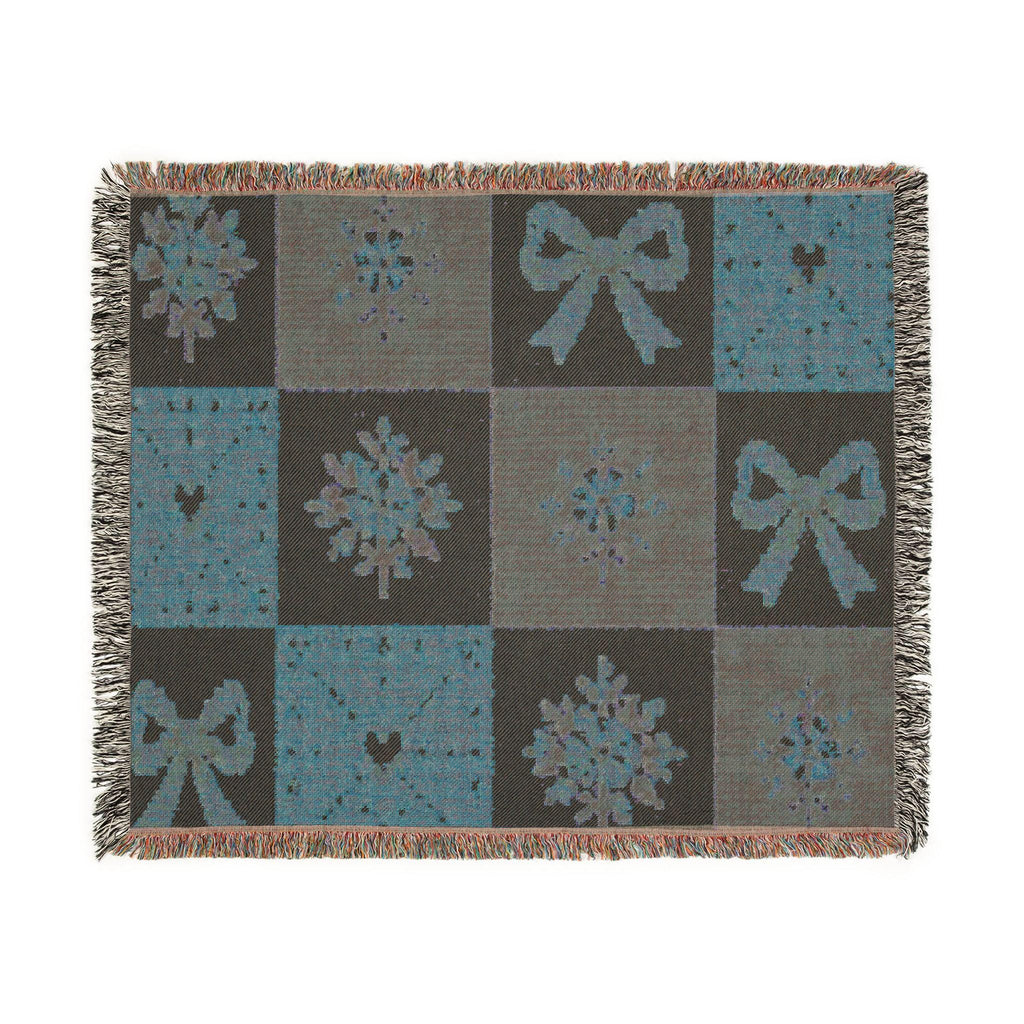 Floral Patchwork Bow Woven Blanket | Vintage Bouquet Throw
