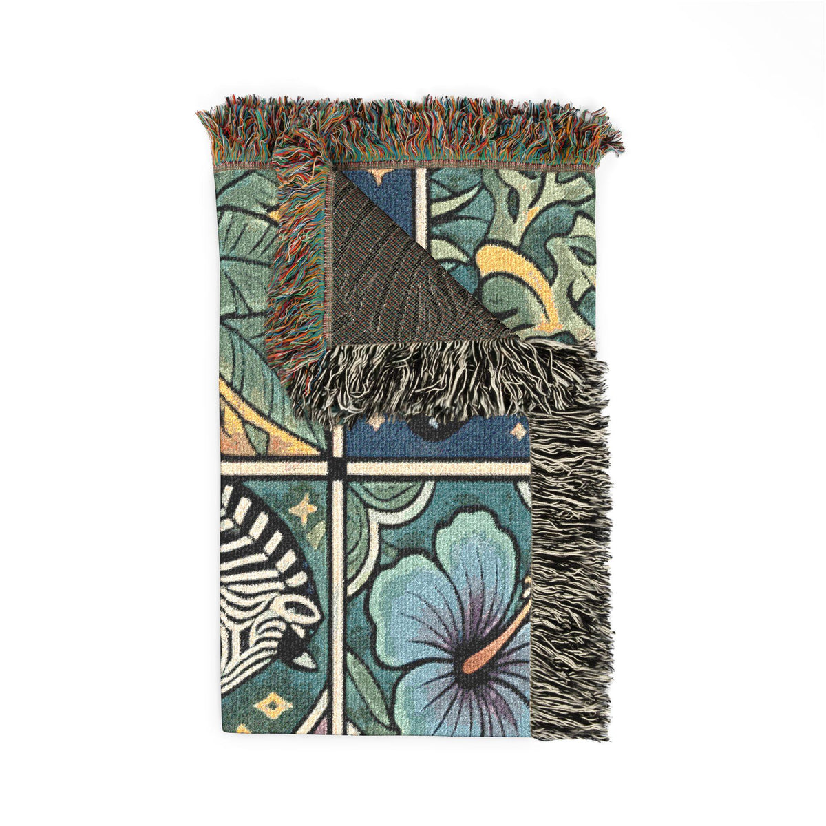 Victorian Floral Tile Woven Blanket | Tapestry Throw, Decorative Jacquard