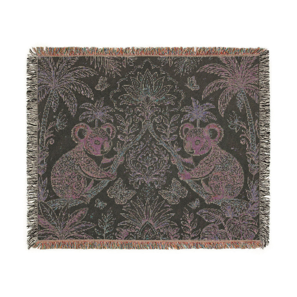 Koala Botanical Tapestry Woven Blanket | Jungle Animal Throw