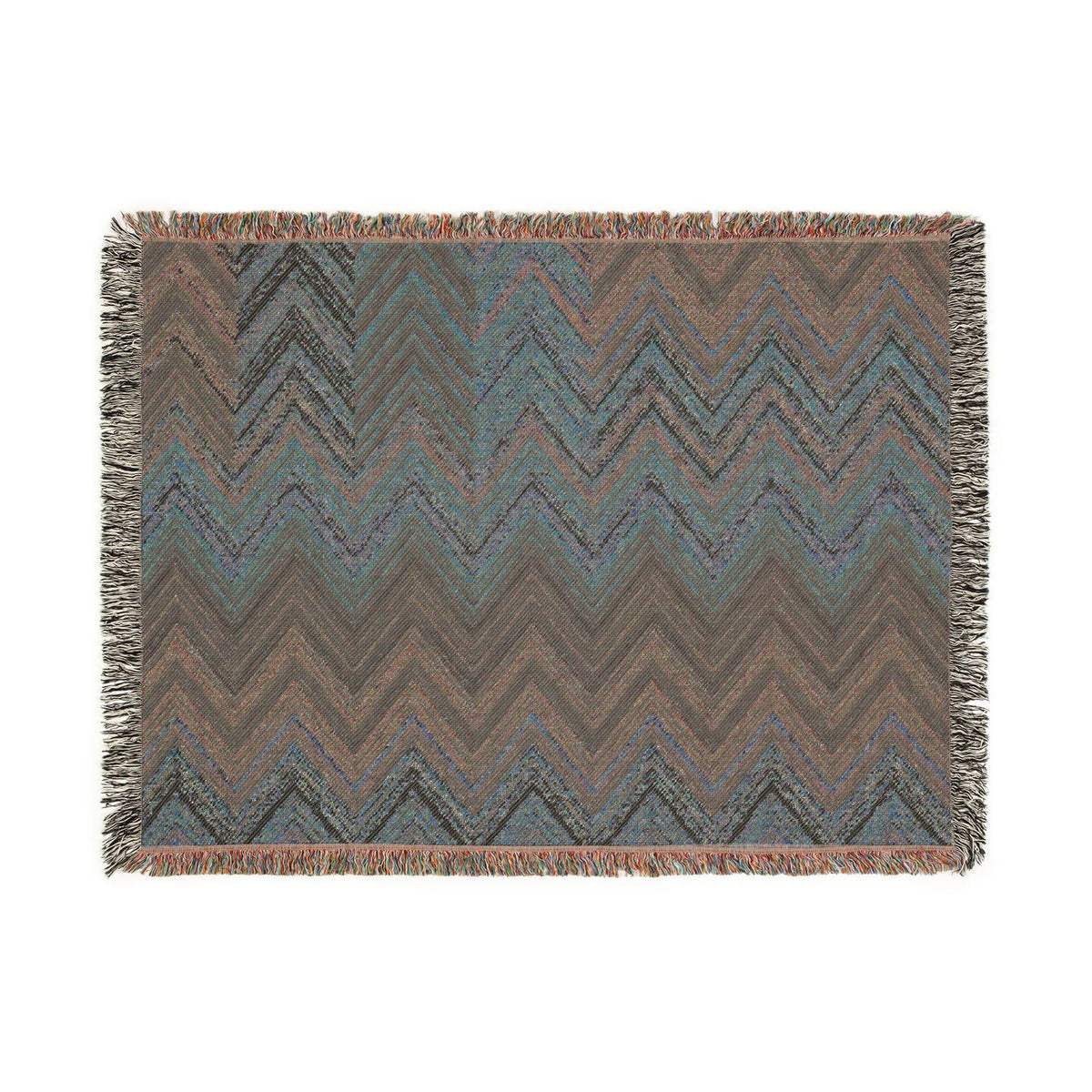 Chevron Aztec Pattern Woven Blanket | Southwestern Throw, Fringe Edge