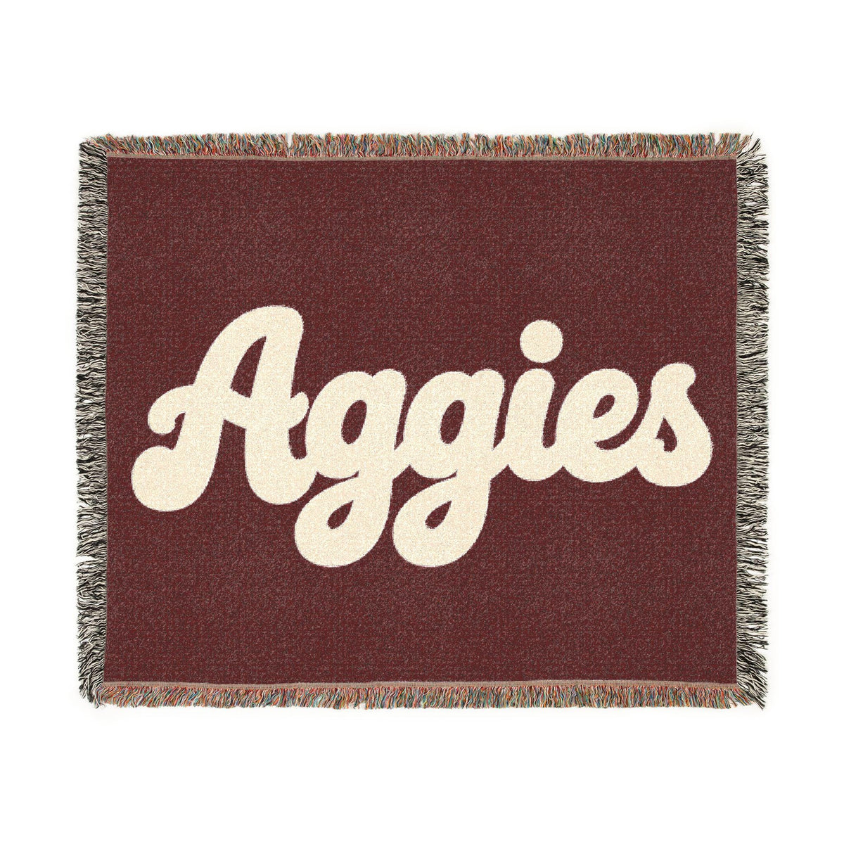 Aggies Script Woven Blanket | Retro Team Lettering, Maroon Cream