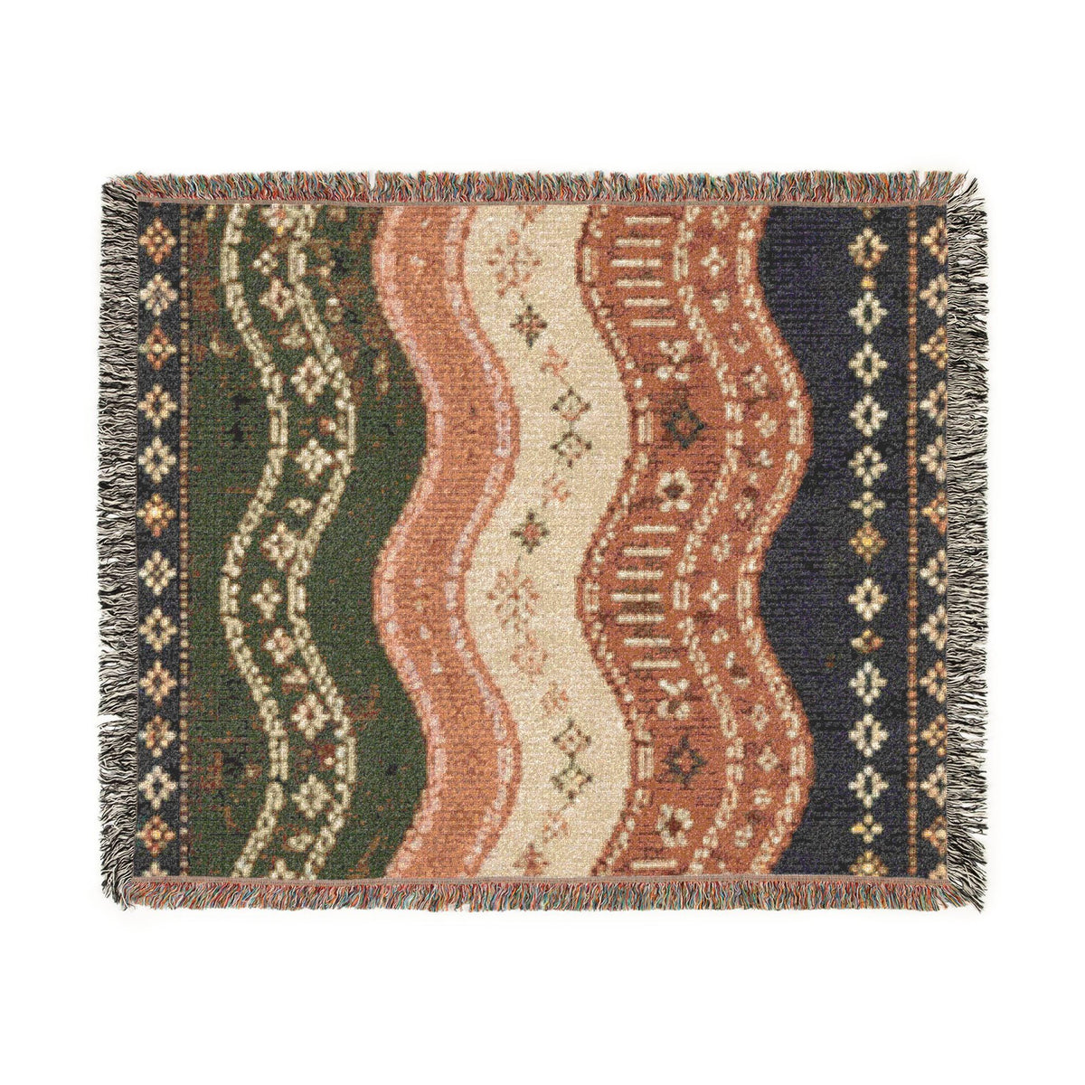 Southwestern Wave Pattern Woven Blanket | Boho Aztec Throw
