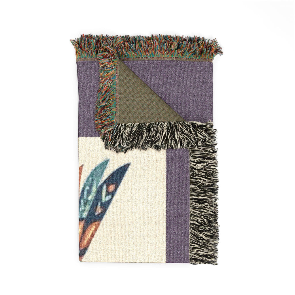 Geometric Feathered Bird Woven Blanket | Tribal Bird Throw