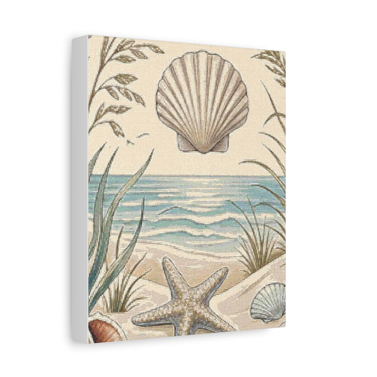 Coastal Shells Beach Scene Canvas