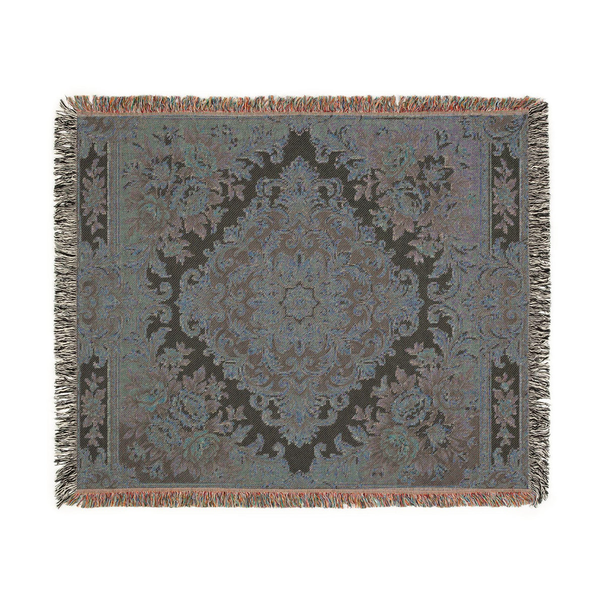 Baroque Floral Woven Blanket | Elegant Vintage Ornamental Throw