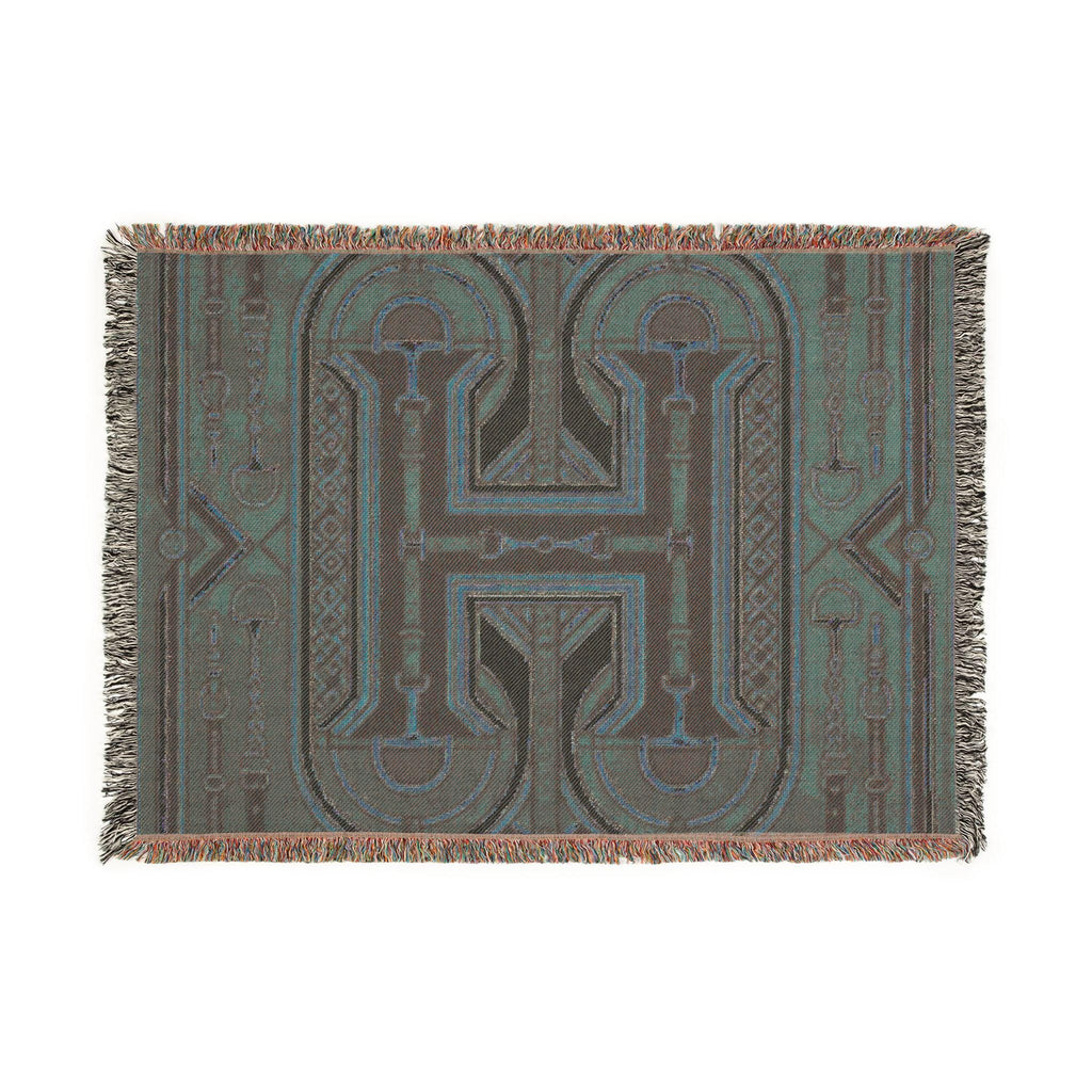 Rustic Geometric Throw, Southwestern Equestrian Initial Tapestry