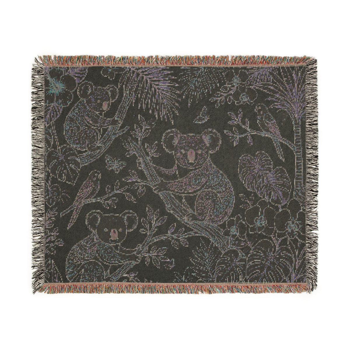 Koala Forest Illustration Woven Blanket | Botanical Animal Throw