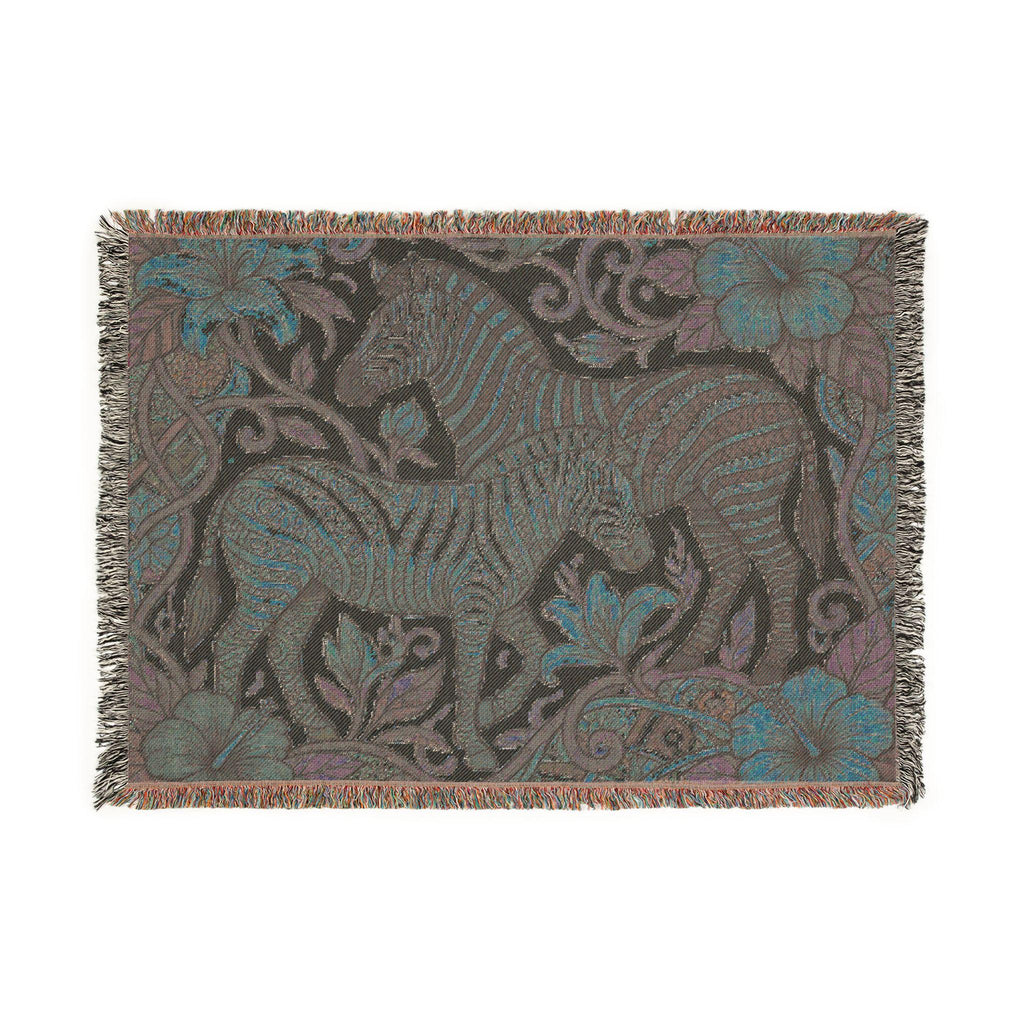 Zebra Floral Tapestry Woven Blanket | Horse Striped Animal Throw
