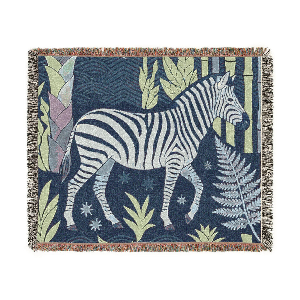 Zebra Jungle Woven Blanket | Tropical Safari Throw