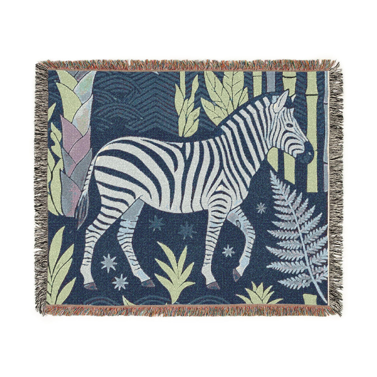 Zebra Jungle Woven Blanket | Tropical Safari Throw