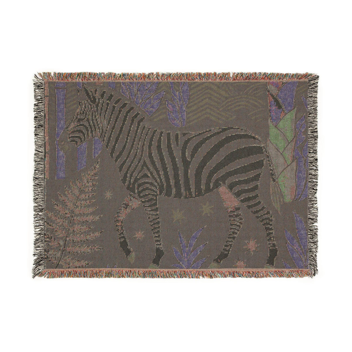Zebra Jungle Woven Blanket | Tropical Safari Throw