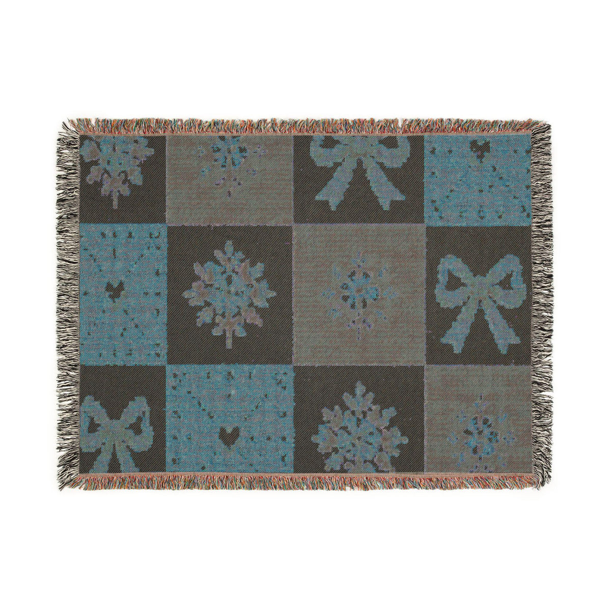 Floral Patchwork Bow Woven Blanket | Vintage Bouquet Throw