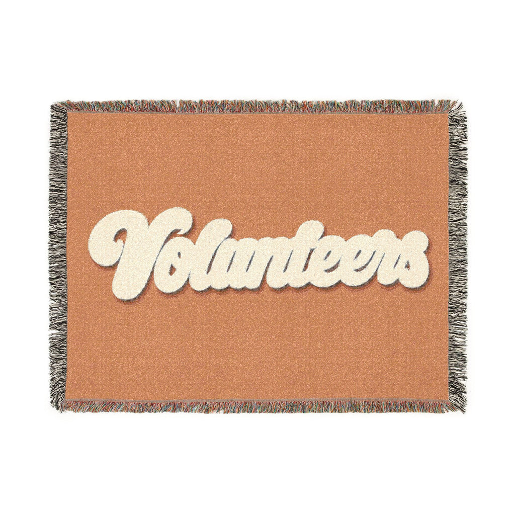 Volunteers Woven Blanket | Retro Script Throw, Team Volunteer Decor