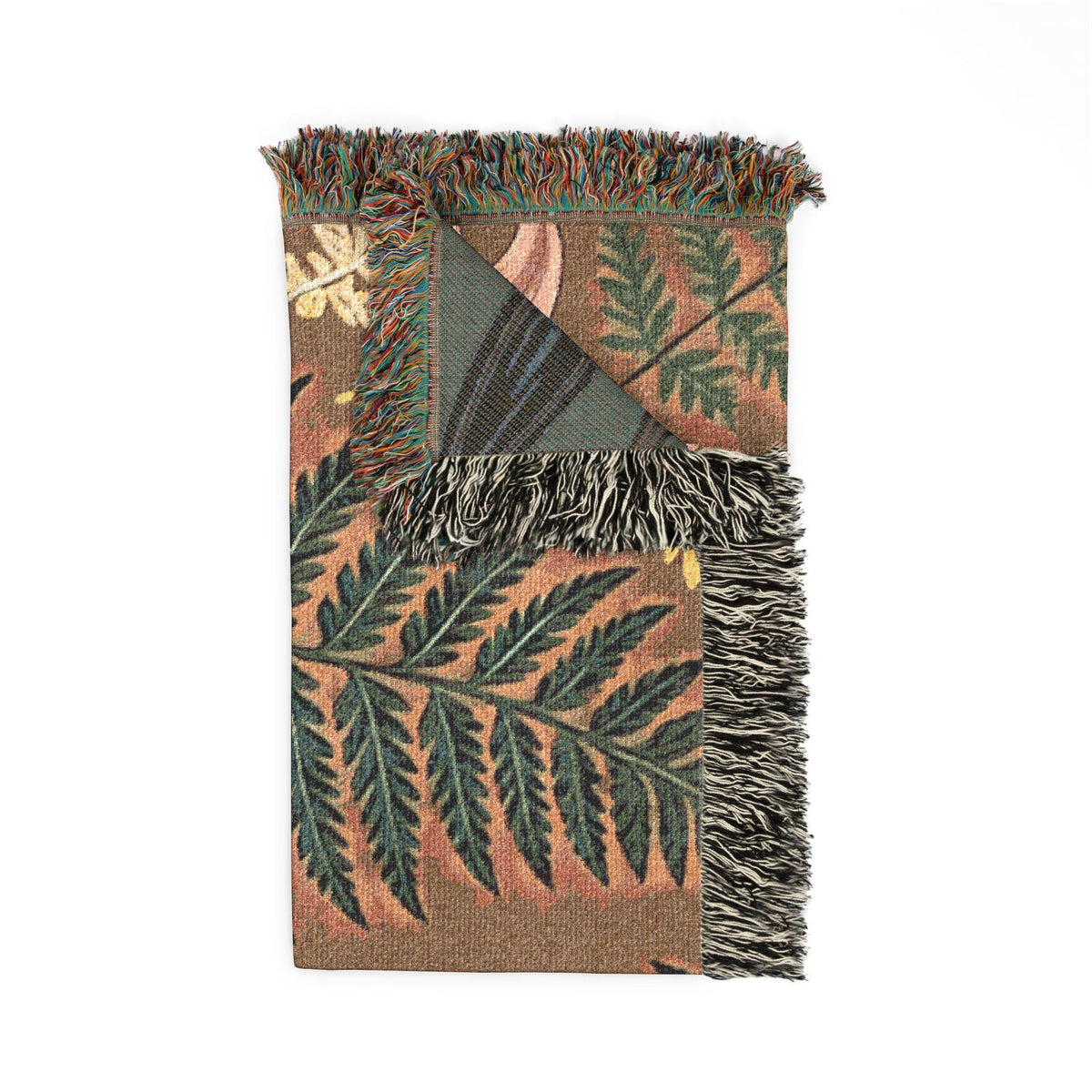 Vintage Botanical Ferns and Lilies Woven Blanket | Tapestry Throw