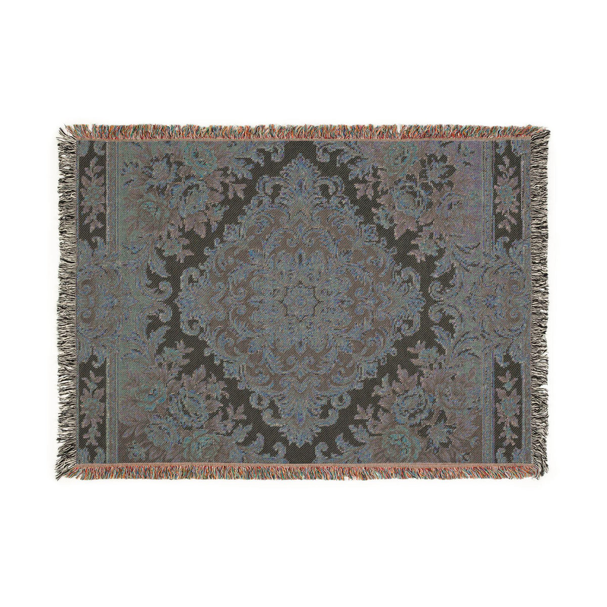 Baroque Floral Woven Blanket | Elegant Vintage Ornamental Throw