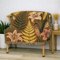 Vintage Botanical Ferns and Lilies Woven Blanket | Tapestry Throw