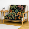 Bohemian Elephant Tapestry Woven Blanket | Jungle Floral Fringe Throw