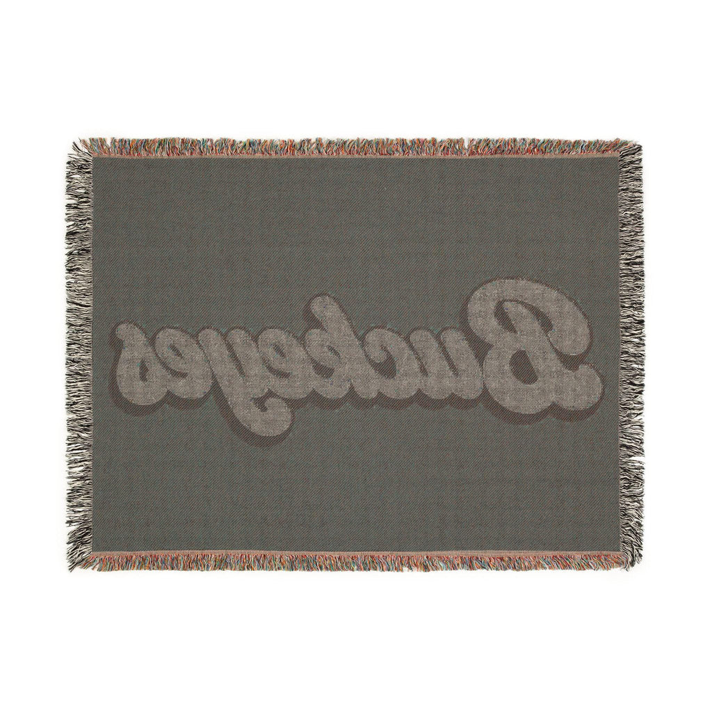 Buckeyes script Woven Blanket | collegiate team throw, maroon gray sports décor