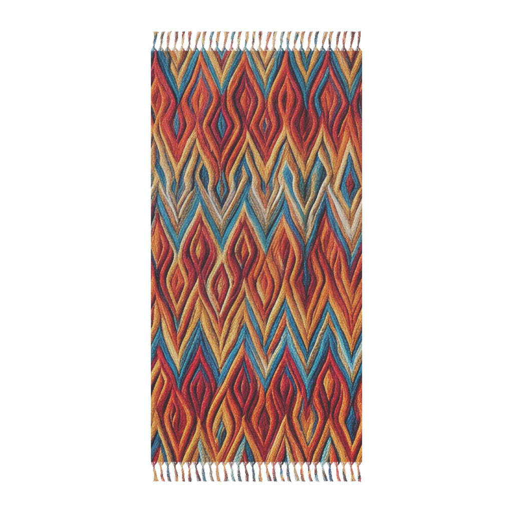 Woven Beach Towel | Ikat Pattern, Tassel Fringe, Polyester, Quick Dry