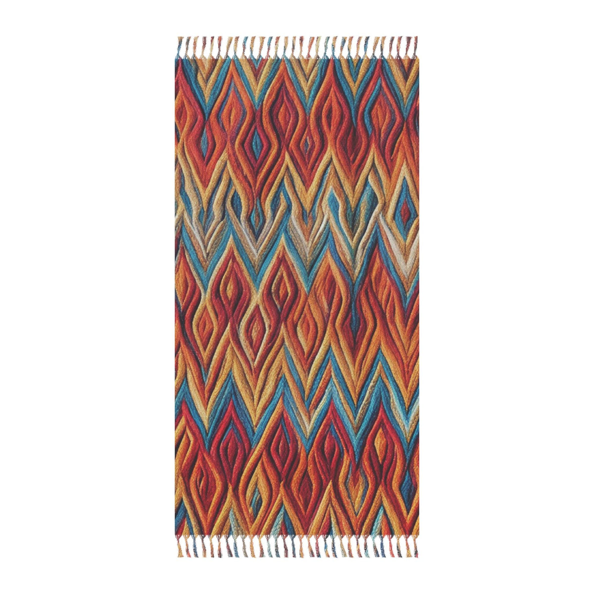 Woven Beach Towel | Ikat Pattern, Tassel Fringe, Polyester, Quick Dry