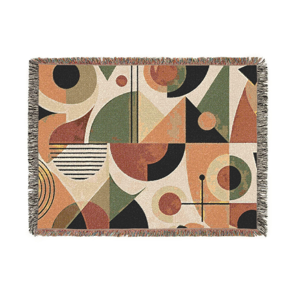 Mid-Century Mod Geometric Woven Blanket | Retro Modern Throw