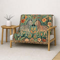 Zebra Botanical Tapestry Blanket | Woven Fringe Throw, Floral Safari Decor