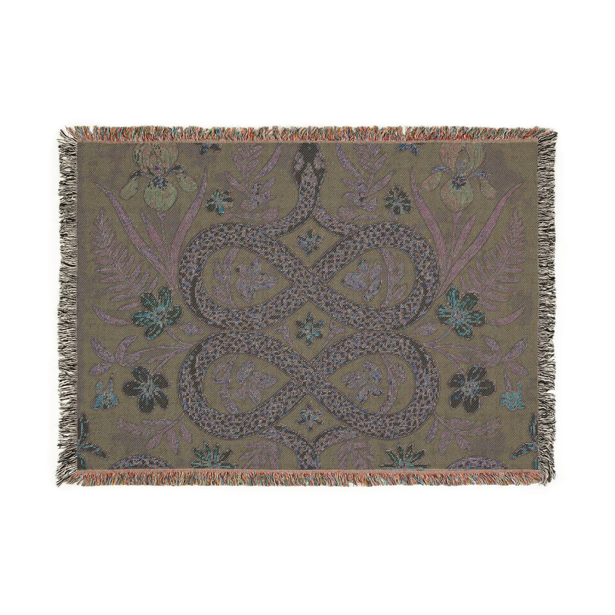 Floral Infinity Knot Woven Blanket | Boho Tapestry Throw