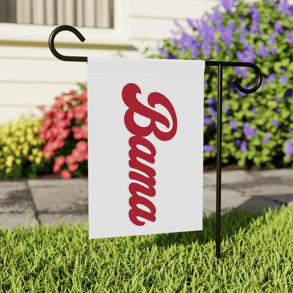 Alabama Script Garden Flag | Vertical Crimson Script Yard Banner