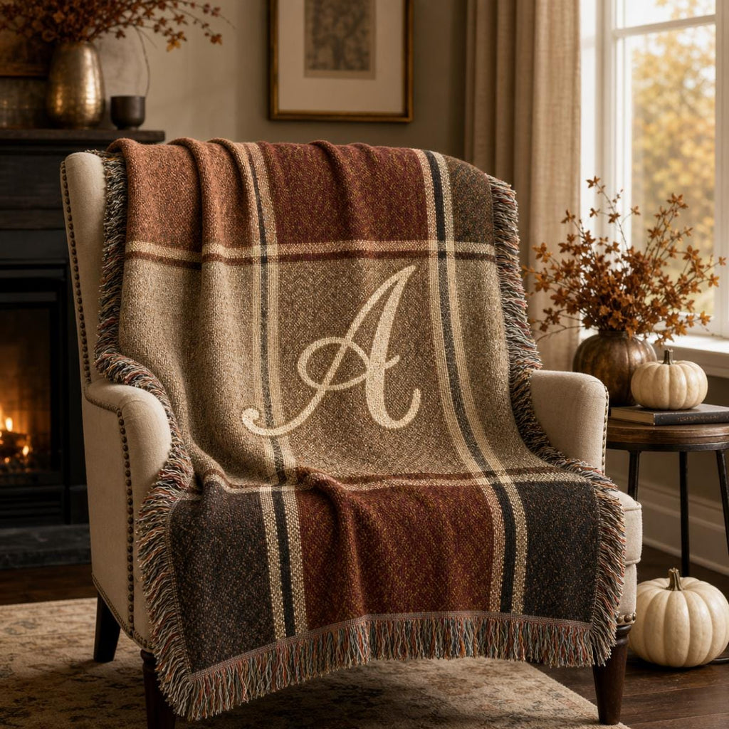 Plaid Patchwork Throw Blanket | Woven Fringe Cozy Living Room Decor
