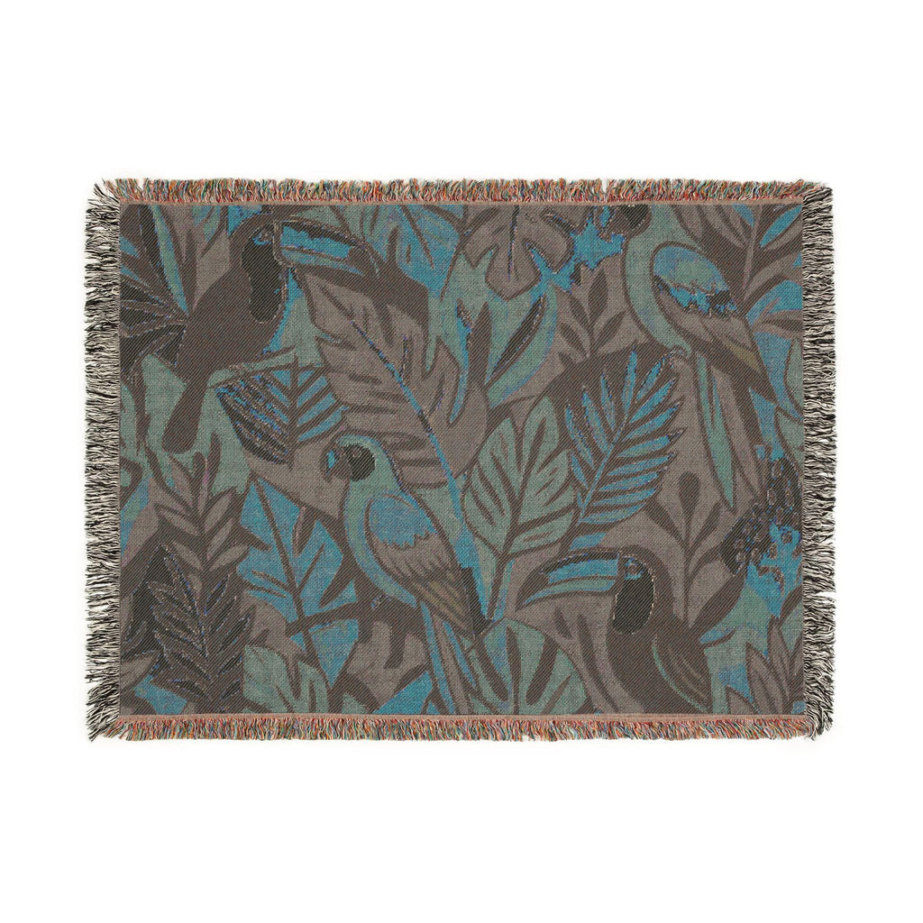 Bold Tropical Woven Blanket, Tropical Leaves Pattern Throw